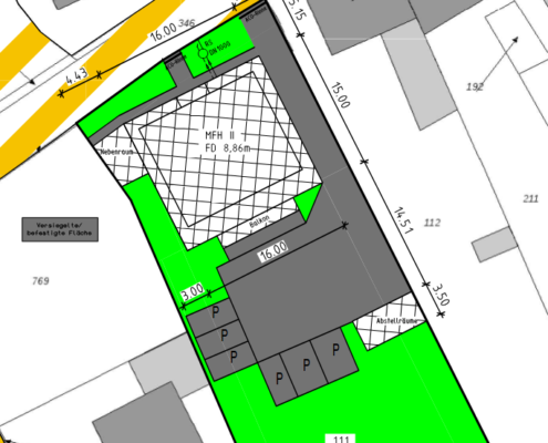 Lageplan Hueckelhoven Diese Bild zeig eine Flurkarte mit Baukörper in der Ortschaft Hückelhoven